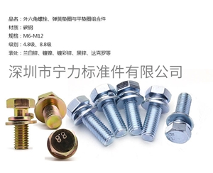 外六角螺栓、彈簧墊圈與平墊圈組合件